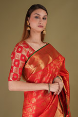 Red Checkered Silk SareeDSC08238