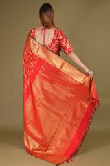 Red Checkered Silk SareeDSC08239