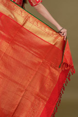 Red Checkered Silk SareeDSC08240