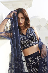 Navy Blue Godet Lehenga