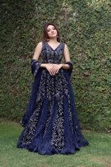 Navy Blue Godet Lehenga5