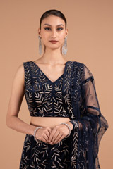 Navy Blue Godet LehengaDSC01721