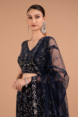 Navy Blue Godet LehengaDSC01722