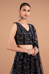 Navy Blue Godet LehengaDSC01725