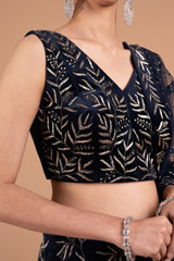 Navy Blue Godet LehengaDSC01727