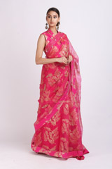 Pink Leaf Printed Saree SetIMG_0161
