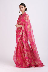 Pink Leaf Printed Saree SetIMG_0162
