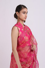 Pink Leaf Printed Saree SetIMG_0176