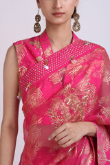 Pink Leaf Printed Saree SetIMG_0177