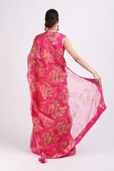 Pink Leaf Printed Saree SetIMG_0178