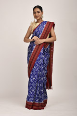 Blue Geometric Pattern Saree_DSC1363