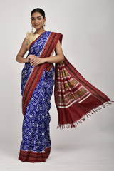 Blue Geometric Pattern Saree_DSC1366