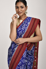 Blue Geometric Pattern Saree_DSC1377