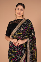 Black Gota Bandhej SareeDSC00741