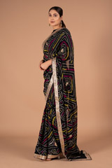 Black Gota Bandhej SareeDSC00743