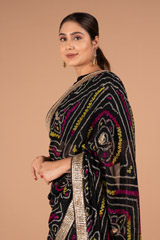 Black Gota Bandhej SareeDSC00744