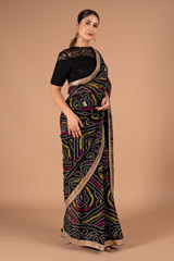 Black Gota Bandhej SareeDSC00745