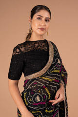 Black Gota Bandhej SareeDSC00746