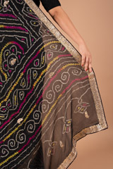 Black Gota Bandhej SareeDSC00748
