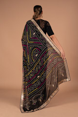 Black Gota Bandhej SareeDSC00749