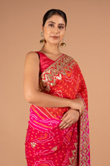Pink with Gota Bandhej SareeDSC00891