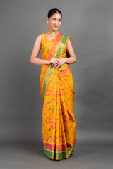 Green And Yellow Ikat Saree_DSC5706-Edit