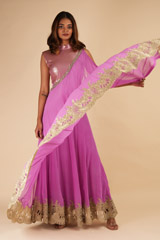 Pink Shimmer Asymmetric Kurta SetDSC00357