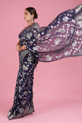 Navy Blue Georgette SareeDSC05424