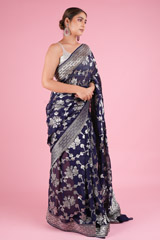 Navy Blue Georgette SareeDSC05425