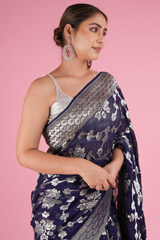 Navy Blue Georgette SareeDSC05426