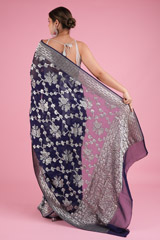 Navy Blue Georgette SareeDSC05427