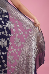 Navy Blue Georgette SareeDSC05428
