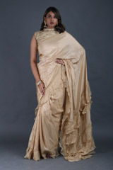 Matte Gold Ruffle Saree