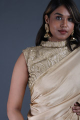 Matte Gold Ruffle SareeIMG_5108