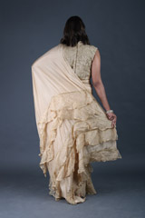 Matte Gold Ruffle SareeIMG_5109