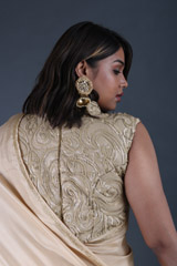 Matte Gold Ruffle SareeIMG_5111
