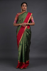 Green Silk Saree With Red Border2462_video