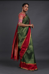 Green Silk Saree With Red BorderIMG_3939