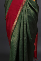 Green Silk Saree With Red BorderIMG_3955
