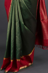 Green Silk Saree With Red BorderIMG_3959