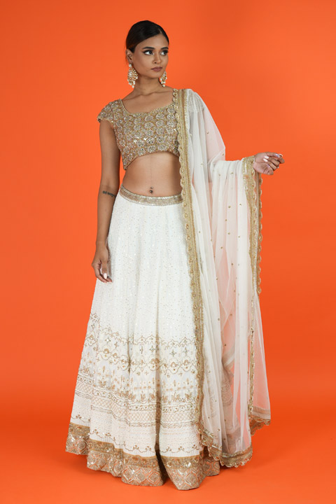 Ivory Chikankari Lehenga Set