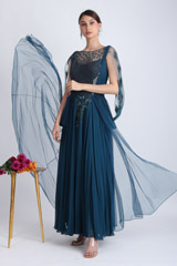 Teal Blue Peplum Gown