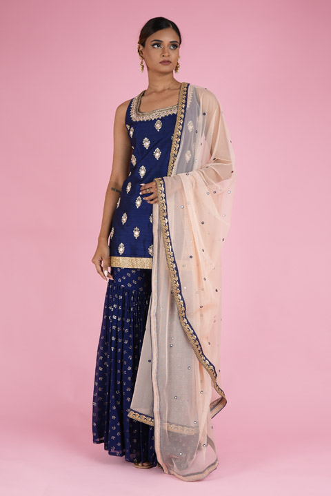 Mirror And Thread Work Gharara Set