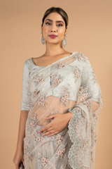 Embroidered grey net saree with blouseDSC04252