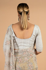 Embroidered grey net saree with blouseDSC04260
