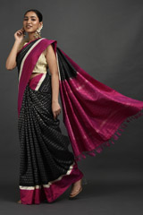 Black Saree With Pink Border_DSC1436