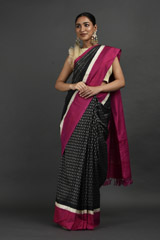 Black Saree With Pink Border