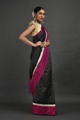 Black Saree With Pink Border_DSC1444