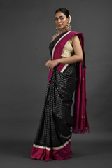 Black Saree With Pink Border_DSC1448