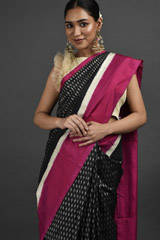 Black Saree With Pink Border_DSC1450
